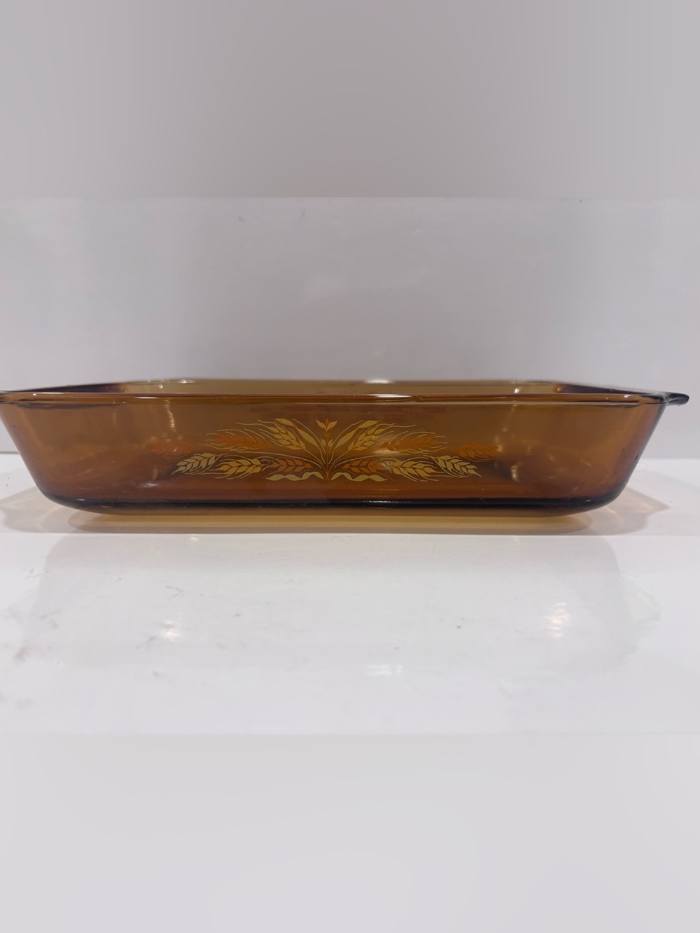 Vintage anchor hocking fire king amber glass golden wheat 1.3qt baking dish #432